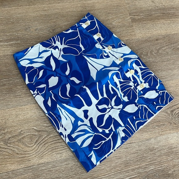 J . McLaughlin Serina Floral Print blue/white skirt women’s size 10 - Picture 5 of 13